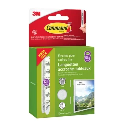 3M Command Languettes accroche-tableaux large - 24 pièces* Fixation Décoration Murale