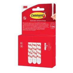 3M Command Languettes adhésives amovibles moyennes - max 1,3kg 8 paires* Fixation Décoration Murale