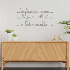 Bijoux De Mur Le plaisir se ramasse la joie se cueille et le bonheur se cultive - Sculpture fil de fer 60-75 cm -* Objet Décoratif Mural