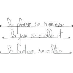 Bijoux De Mur Le plaisir se ramasse la joie se cueille et le bonheur se cultive - Sculpture fil de fer 60-75 cm -* Objet Décoratif Mural