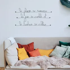 Bijoux De Mur Le plaisir se ramasse la joie se cueille et le bonheur se cultive - Sculpture fil de fer 60-75 cm -* Objet Décoratif Mural