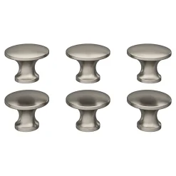 Hot GoodHome Lot 6 boutons de meuble arrondi Primel gris Ø2.9cm x l.2.9cm x h. 2.1cm x p.2.1cm
