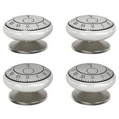 Discount GoodHome Lot 4 boutons de meuble arrondi Porcelaine Vras noir et blanc Ø4.1cm x P.2.7cm