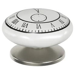 Discount GoodHome Lot 4 boutons de meuble arrondi Porcelaine Vras noir et blanc Ø4.1cm x P.2.7cm