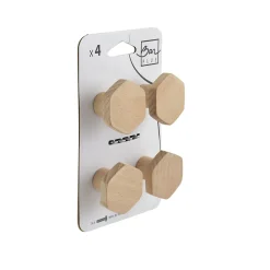 Clearance Bar plus Lot 4 boutons de meuble bois Hexagonal Ø4cm