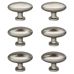 Clearance GoodHome Lot 6 boutons de meuble ovale Govlin effet satin gris Ø3 cm x l.2 cm x H.2 cm