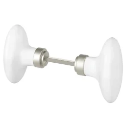 Best GoodHome Lot 2 boutons de porte ovale porcelaine et zinc blanc l.4.2cm x h.6.5cm