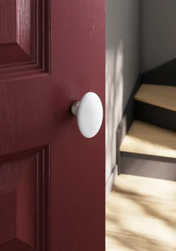 Best GoodHome Lot 2 boutons de porte ovale porcelaine et zinc blanc l.4.2cm x h.6.5cm