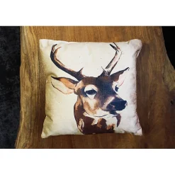 Best Meubletmoi Lot 2 coussins carrés 40 cm en tissu beige imprimé - CERF