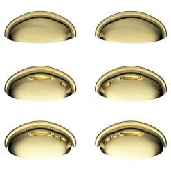 Discount GoodHome Lot 6 poignées de meuble demi-ronde Armel effet laiton doré l.79mm x l.28mm x H. 26mm entraxe 64mm