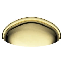 Discount GoodHome Lot 6 poignées de meuble demi-ronde Armel effet laiton doré l.79mm x l.28mm x H. 26mm entraxe 64mm