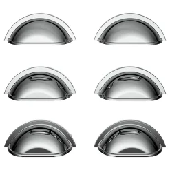GoodHome Lot 6 poignées de meuble demi-ronde Govlin effet chromé gris l.81mm x l.30mm x H. 30mm entraxe 64mm* Poignée De Meuble