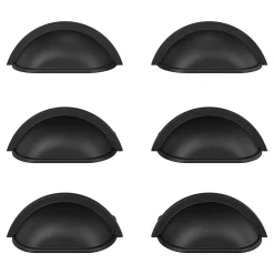 GoodHome Lot 6 poignées de meuble demi-ronde Govlin mat noir l.81mm x l.30mm x H. 30mm entraxe 64mm