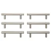 New GoodHome Lot 6 poignées de meuble en T Dizel acier effet nickel satin gris l.136mm x l.12mm x H. 35mm entraxe 96mm
