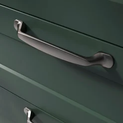 GoodHome Lot 6 poignées de meuble nœud Govlin aluminium effet nickel satin gris l.164mm x l.20mm x H. 24mm entraxe 128mm* Poignée De Meuble