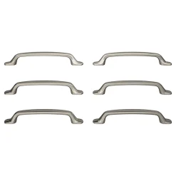 GoodHome Lot 6 poignées de meuble nœud Govlin aluminium effet nickel satin gris l.164mm x l.20mm x H. 24mm entraxe 128mm* Poignée De Meuble