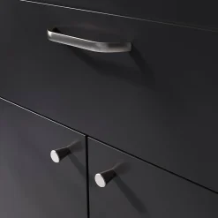 GoodHome Lot 6 poignées de meuble nœud Irvil aluminium effet nickel satin gris l.110mm x l.12mm x H. 30mm entraxe 96mm* Poignée De Meuble