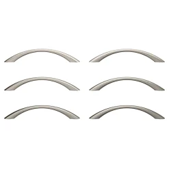 Clearance GoodHome Lot 6 poignées de meuble nœud Primel effet nickel satin gris l.160mm x l.9mm x H. 27mm entraxe 128mm