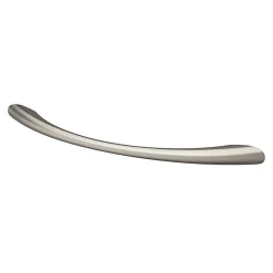 Clearance GoodHome Lot 6 poignées de meuble nœud Primel effet nickel satin gris l.160mm x l.9mm x H. 27mm entraxe 128mm