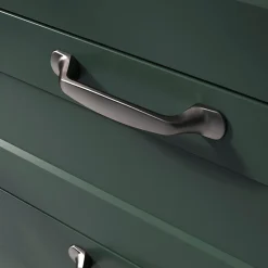 Clearance GoodHome Lot 6 poignées de meuble nœud Govlin aluminium effet nickel satin gris l.131mm x l.19mm x H. 24mm entraxe 96mm