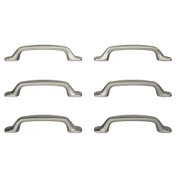 Clearance GoodHome Lot 6 poignées de meuble nœud Govlin aluminium effet nickel satin gris l.131mm x l.19mm x H. 24mm entraxe 96mm