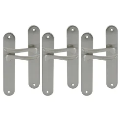 Outlet Lot 3 poignées de porte Colours Renge sur plaque 195 métal chrome mat