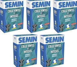 Semin Lot de 5 Colle en Poudre pour Papiers Peints Vinyls et Intissés , Boite de 300 g* Colle Papier Peint