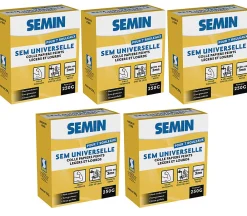 Semin Lot de 5 Colles en Poudre pour Papiers Peints Légers et Lourds , Boite 250 g* Colle Papier Peint