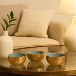 Discount Ornami Lot de 3 coupelles en métal doré, vert