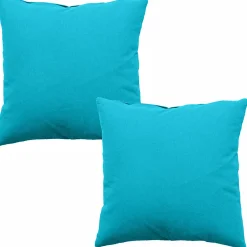 New Cmadeco Lot de 2 coussins déhoussables, carré 60x60cm, turquoise, 100% coton, collection Panama,