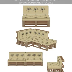 Vounot Lot de 2 Coussins pour palettes en bois beige