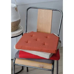 STOF Lot de 4 galettes de chaise Duo velcro 38x38 cobalt lin* Galette De Chaise