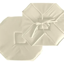 Best Cmadeco Lot de 4 galettes de chaise à rabat, 40x40 cm, écru, avec nouettes, 100% polyester certifié oeko-tex, collection Basic,
