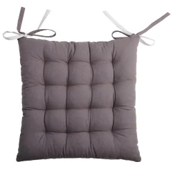 Lovely Casa Lot de 4 galettes de chaise 16 points 40x40 Duo gris perle coton* Galette De Chaise
