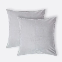 Hot Homescapes Lot de 2 housses de coussin en velours gris clair, 40 x 40 cm -