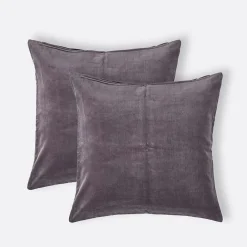 Clearance Homescapes Lot de 2 housses de coussin en velours gris foncé, 40 x 40 cm -