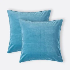 Clearance Homescapes Lot de 2 housses de coussin en velours bleu, 40 x 40 cm -