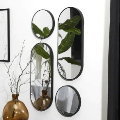 The Home Deco Factory Lot de 4 miroirs ronds et ovales* Miroir|Miroir