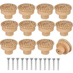 Deko Lot de 12 poignées rondes pour commode, tiroirs et commodes en bois avec vis* Bouton De Meuble
