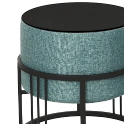 [En.Casa] Lot de 2 poufs empilables Tas multifonctionnel rond vert en.casa* Pouf Et Poire