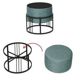 [En.Casa] Lot de 2 poufs empilables Tas multifonctionnel rond vert en.casa* Pouf Et Poire