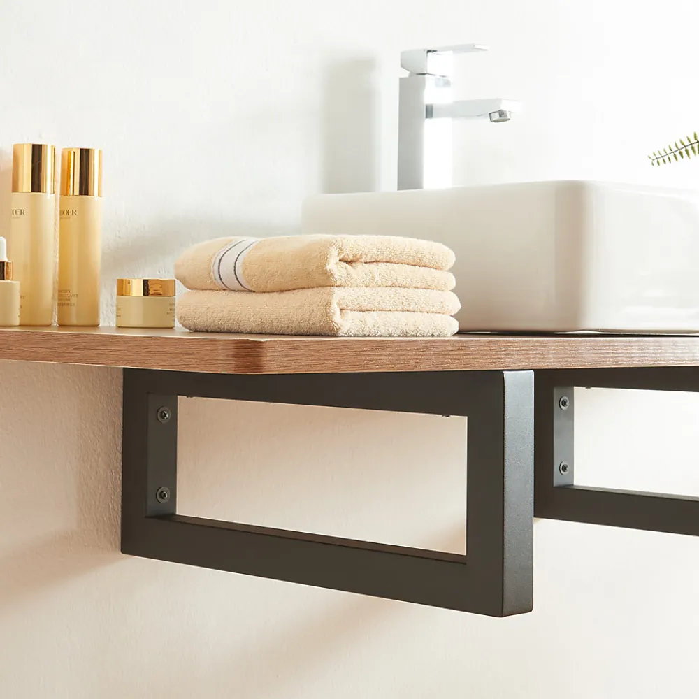 [En.Casa] Lot de 2 équerres d'étagère Hawangen acier 40 x 20 cm noir en.casa