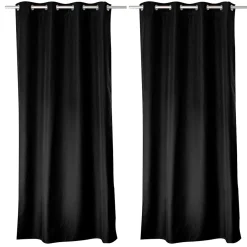 Clearance Cmadeco Lot de 2 rideaux thermique avec oeillets, noir, 140x180cm, 100% polyester, collection Glacier,