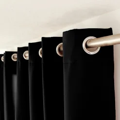 Clearance Cmadeco Lot de 2 rideaux thermique avec oeillets, noir, 140x180cm, 100% polyester, collection Glacier,