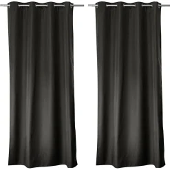 Sale Cmadeco Lot de 2 rideaux thermique avec oeillets, gris foncé, 135x180cm, 100% polyester, collection Glacier,