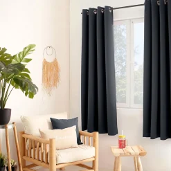 Sale Cmadeco Lot de 2 rideaux thermique avec oeillets, gris foncé, 135x180cm, 100% polyester, collection Glacier,