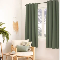 Best Cmadeco Lot de 2 rideaux thermique avec oeillets, vert gris, 135x180cm, 100% polyester, collection Glacier,