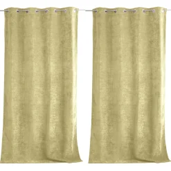 Sale Cmadeco Lot de 2 Rideaux Thermique avec Œillets, Vert Tilleul, Grande Hauteur, 140x260cm, Velours, Collection Velvet,