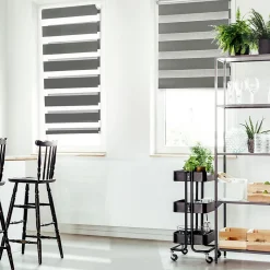 New IDMarket Lot de 2 stores enrouleurs zébrés jour nuit l.55 x H. max 170 CM gris
