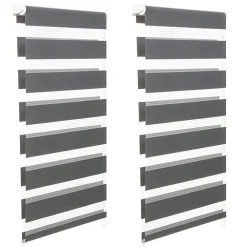 New IDMarket Lot de 2 stores enrouleurs zébrés jour nuit l.55 x H. max 170 CM gris